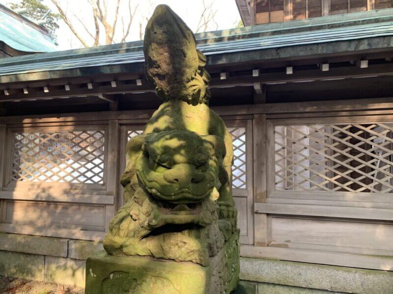 大野湊神社の逆さ狛犬