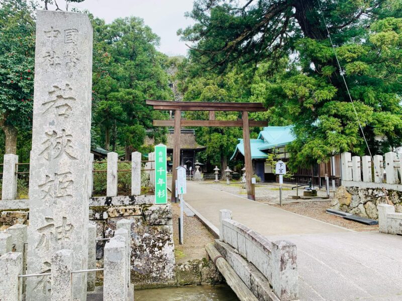 若狭姫神社の社号標と鳥居